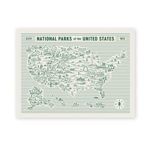 National Forest Parks Map Print Monuments  Wall Poster Made by Fell